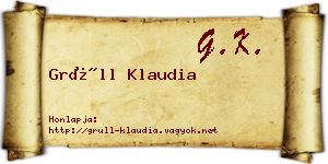 Grüll Klaudia névjegykártya